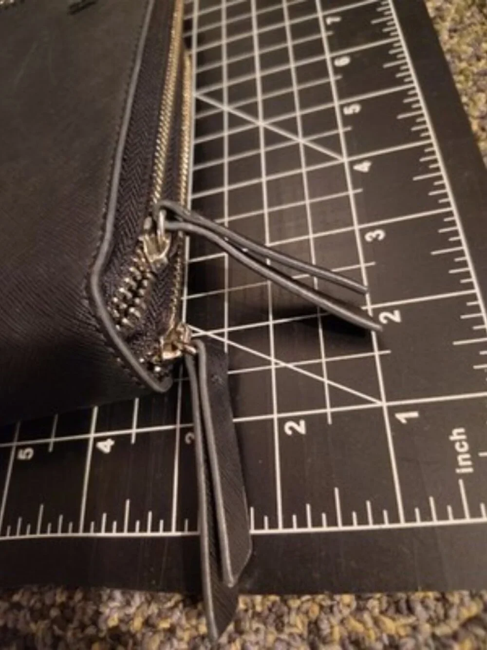 Nine West Black Saffiano Faux Leather Crossbody Phone Bag Silver Hardware